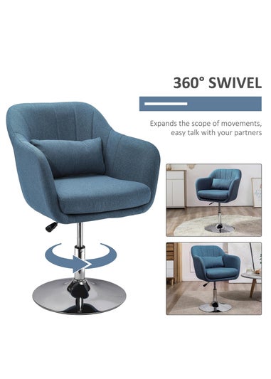 HOMCOM Blue Stylish Retro Linen Swivel Tub Chair (60cm x 60cm x 91cm)