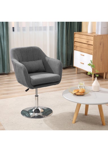 HOMCOM Grey Stylish Retro Linen Swivel Tub Chair (60cm x 60cm x 91cm)