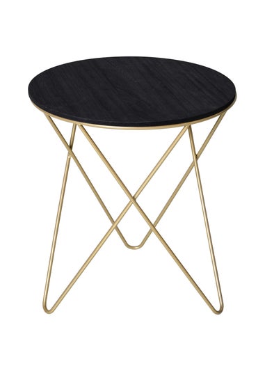 HOMCOM Black Round Coffee Table Sofa End Side (43cm x 43cm x 48cm)