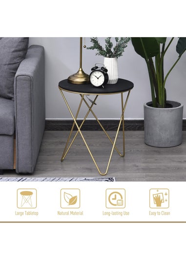 HOMCOM Black Round Coffee Table Sofa End Side (43cm x 43cm x 48cm)