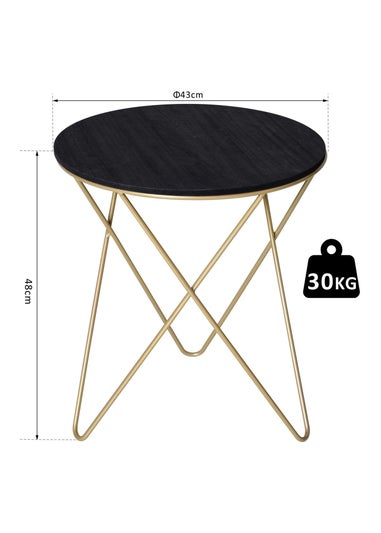 HOMCOM Black Round Coffee Table Sofa End Side (43cm x 43cm x 48cm)