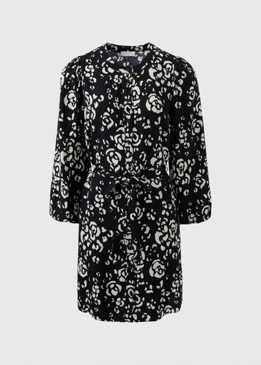 Black Floral Mini Shirt Dress