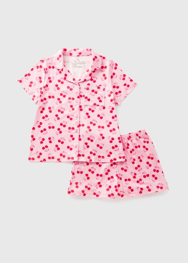 Girls Pink Cherry Pyjama Set (4-12yrs)