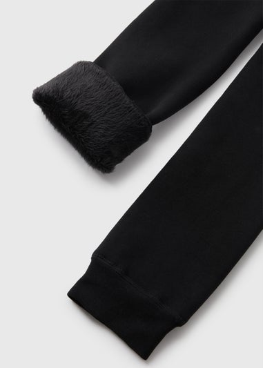 Girls Black Fleece Lined Leggings (4-13yrs)