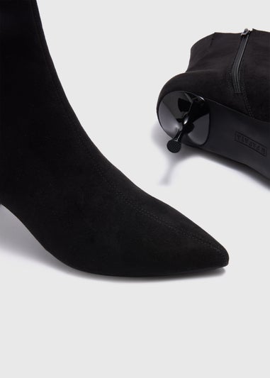 Black Wide Fit Pointed Ankle Boots