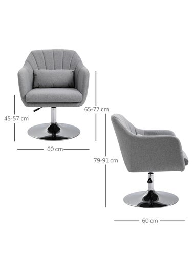 HOMCOM Grey Stylish Retro Linen Swivel Tub Chair (60cm x 60cm x 91cm)