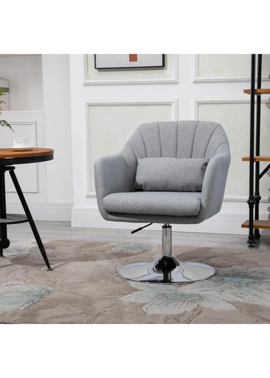 HOMCOM Grey Stylish Retro Linen Swivel Tub Chair (60cm x 60cm x 91cm)