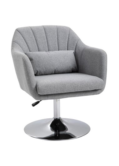 HOMCOM Grey Stylish Retro Linen Swivel Tub Chair (60cm x 60cm x 91cm)