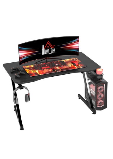 HOMCOM Black Gaming Desk Adjustable Feet (120cm x 65cm x 74.5cm)