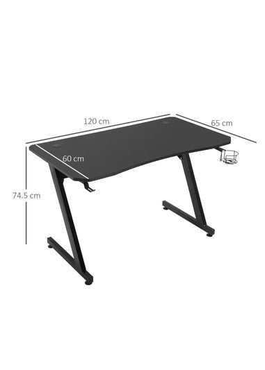 HOMCOM Black Gaming Desk Adjustable Feet (120cm x 65cm x 74.5cm)