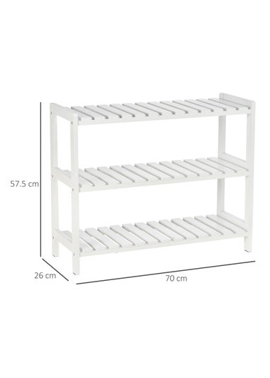 HOMCOM White 3-Tier Shoe Rack (70cm x 26cm x 57.5cm)