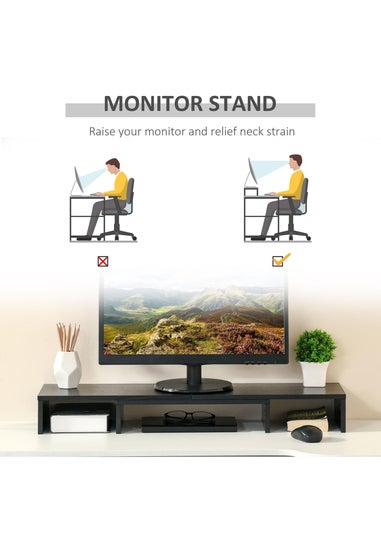 Vinsetto Black Monitor Stand Screen Riser (117cm x 23.5cm x 10cm)