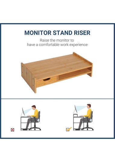 HOMCOM Natural Laptop PC Plinth Stand (49cm x 255cm x 115cm)