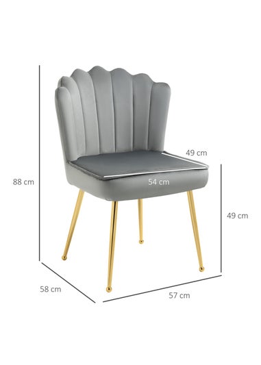 HOMCOM Grey Velvet-Feel Accent Chair (57cm x 58cm x 88cm)