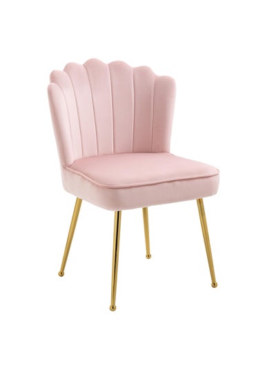 HOMCOM Pink Velvet-Feel Accent Chair (57cm x 58cm x 88cm)