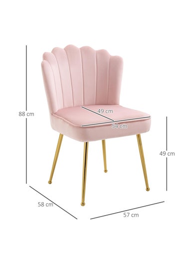 HOMCOM Pink Velvet-Feel Accent Chair (57cm x 58cm x 88cm)