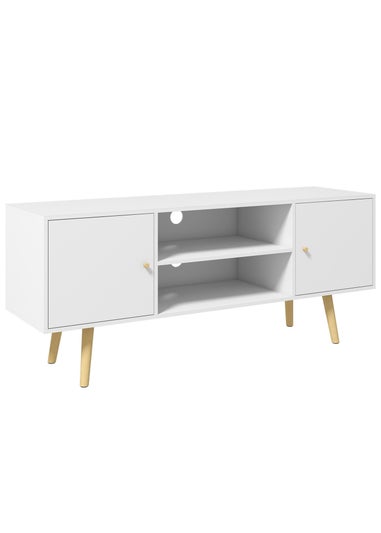 HOMCOM White TV Unit Cabinet (120cm x 34cm x 50cm)