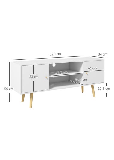 HOMCOM White TV Unit Cabinet (120cm x 34cm x 50cm)