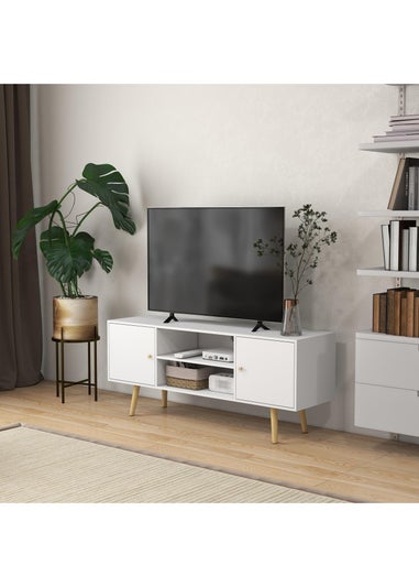 HOMCOM White TV Unit Cabinet (120cm x 34cm x 50cm)