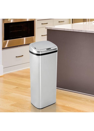 HOMCOM Silver Sensor Dustbin (33cm x 25cm x 84cm 50L)