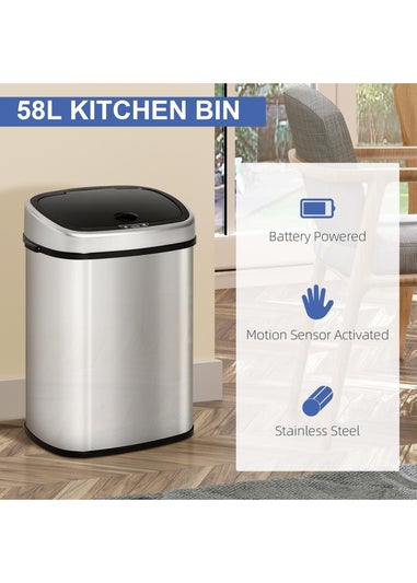 HOMCOM Chrome Sensor Dustbin Touchless Trash Can