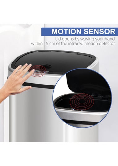 HOMCOM Chrome Sensor Dustbin Touchless Trash Can