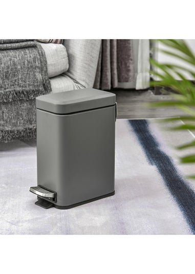 HOMCOM Grey Steel Waste Trash Can (29.2cm x 14cm x 32cm 5L)