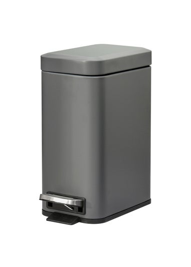 HOMCOM Grey Steel Waste Trash Can (29.2cm x 14cm x 32cm 5L)