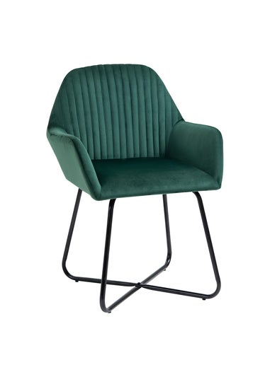 HOMCOM Green Velvet-Feel Upholstered Accent Chair (60cm x 56.5cm x 85cm)