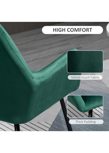 HOMCOM Green Velvet-Feel Upholstered Accent Chair (60cm x 56.5cm x 85cm)