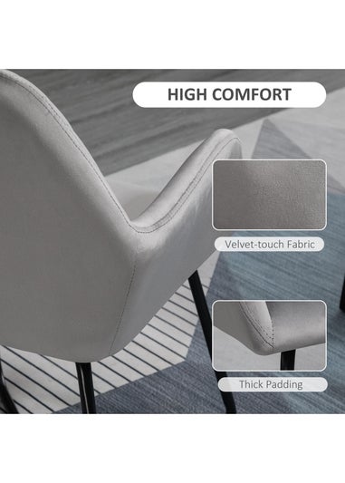 HOMCOM Grey Velvet-Feel Upholstered Accent Chair (60cm x 56.5cm x 85cm)