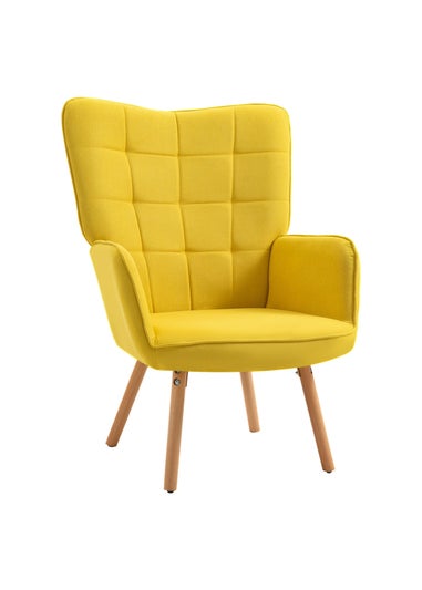 HOMCOM Yellow Modern Velvet-Touch Tufted Accent Chair (71cm x 76cm x 101cm)