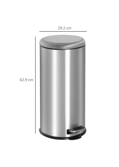 HOMCOM Black Foot Pedal Bin (29.2cm x 29.2cm x 62.9cm 30L)