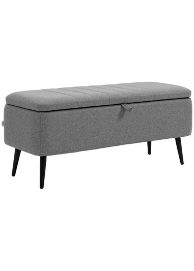 HOMCOM Grey Storage Ottoman Bench with Steel Legs (102cm x 40cm x 44cm)