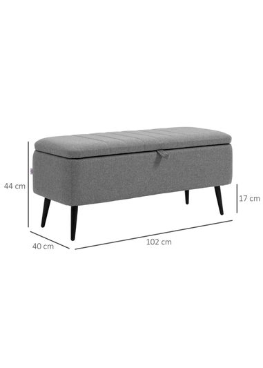 HOMCOM Grey Storage Ottoman Bench with Steel Legs (102cm x 40cm x 44cm)