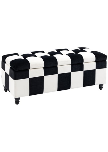 HOMCOM Velvet Storage Ottoman White (114cm x 47cm x 47cm)