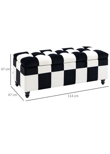 HOMCOM Velvet Storage Ottoman White (114cm x 47cm x 47cm)