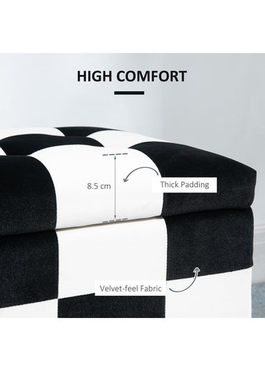 HOMCOM Velvet Storage Ottoman White (114cm x 47cm x 47cm)