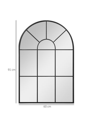 HOMCOM Black Modern Arched Wall Mirror (91cm x 60cm x 2cm)