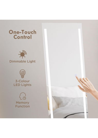 HOMCOM White LED Lighted Full Length Mirror (40cm x 2.9cm x 150cm)