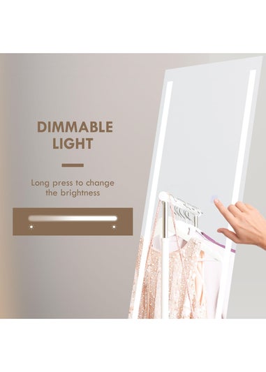 HOMCOM White LED Lighted Full Length Mirror (40cm x 2.9cm x 150cm)