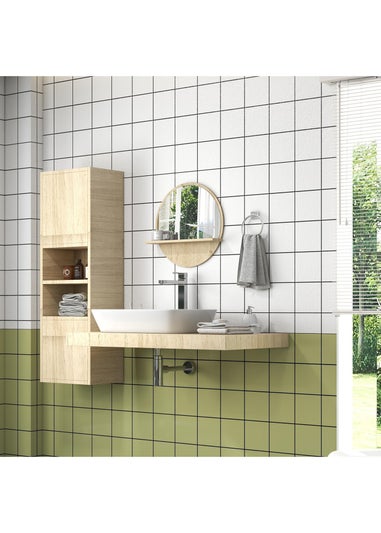 HOMCOM Natural Kleankin Wall Mounted Bathroom Mirror (45cm x 45cm x 10cm)