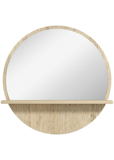 HOMCOM Natural Kleankin Wall Mounted Bathroom Mirror (45cm x 45cm x 10cm)