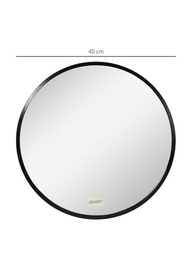 HOMCOM Black Kleankin Round Bathroom Mirror (40cm x 2cm x 40cm)