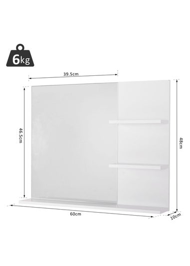 kleankin White Wall Mount Vanity Mirror (60cm x 10cm x 48cm)