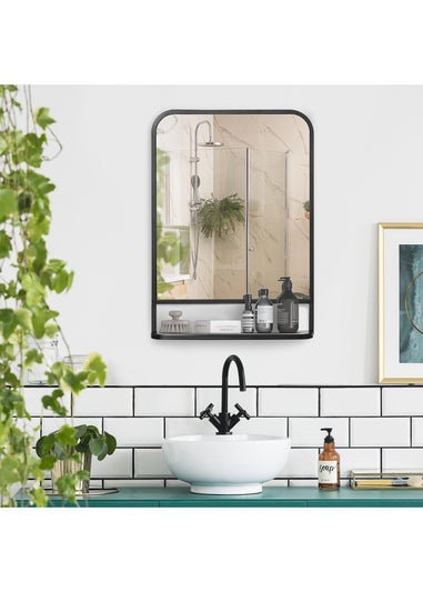 HOMCOM Black Rectangle Wall Mirror (70cm x 50cm x 10.2cm)