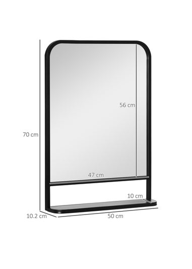 HOMCOM Black Rectangle Wall Mirror (70cm x 50cm x 10.2cm)