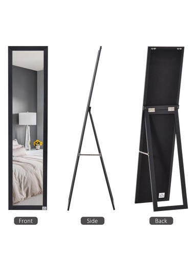 HOMCOM Black Wall-Mounted Full Length Mirror (37cm x 37cm x 154cm)