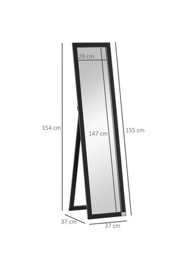 HOMCOM Black Wall-Mounted Full Length Mirror (37cm x 37cm x 154cm)