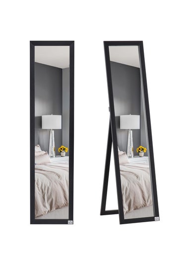 HOMCOM Black Wall-Mounted Full Length Mirror (37cm x 37cm x 154cm)